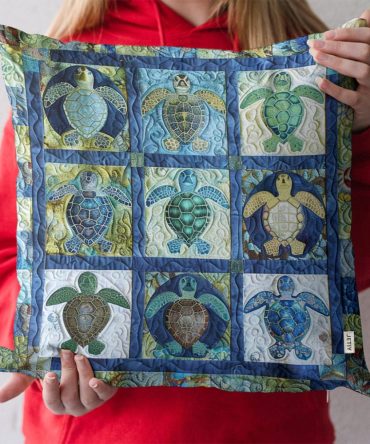 Turtle Tide Quilted Pillow Cover — Coastal Sea Turtle Throw Pillowcase, Quilted Ocean-Themed Accent For Beach House & Nautical Decor