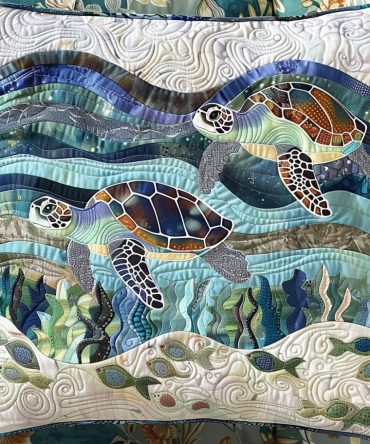 Turtle Cove Quilted Pillow Cover — Charming Sea Turtle Accent, Soft Durable Fabric For Coastal Living Room & Bedroom Styling