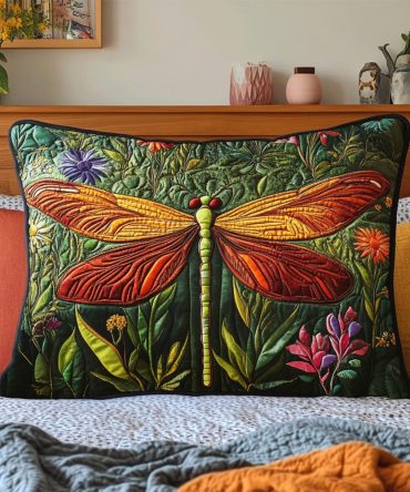 Twilight Wings Quilted Pillow Cover — Dramatic Butterfly Pattern Decorative Sham, Soft Quilting, Hypoallergenic & Easy Care For Bedrooms
