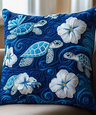 Twilight Beach Nest Quilted Pillow Case — Dusky Coastal Nesting Design Decorative Cover, Soft Cotton-Blend, Hypoallergenic & Washable