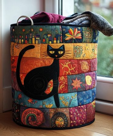 Twilight Charm Quilted Fabric Laundry Hamper - Foldable Padded Laundry Basket With Handles For Elegant Home Organization