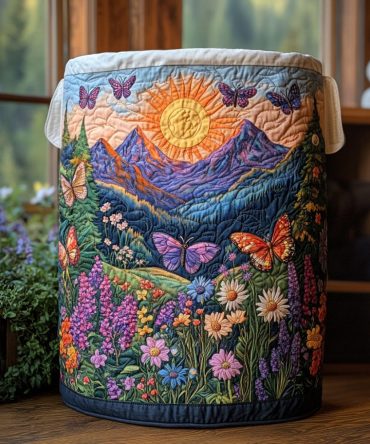 Twilight Flutter Quilted Laundry Hamper - Soft Evening Dragonfly Print Foldable Fabric Laundry Basket, Stylish & Practical