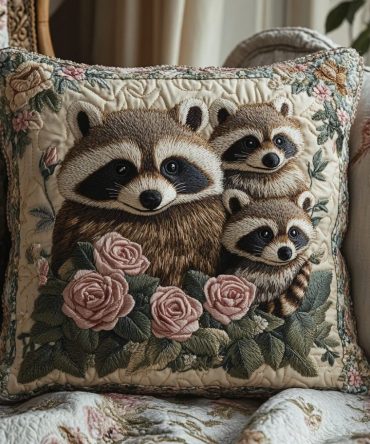 Twilight Forager Quilted Decorative Pillow Cover – Nocturnal Forest Design, Cozy Quilted Texture, Stylish Accent For Sofa & Bed