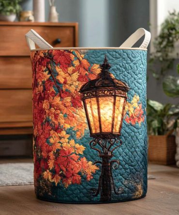 Twilight Glow Quilted Fabric Laundry Hamper - Foldable Padded Laundry Basket With Handles For Stylish, Compact Living