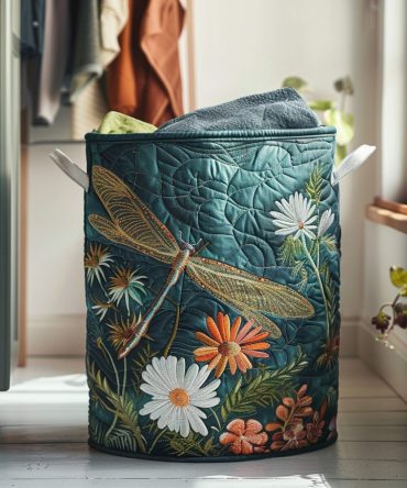 Twilight Hover Quilted Laundry Basket - Night-Sky Fabric Hamper, Large Capacity, Foldable Fabric Hamper With Sturdy Handles & Easy-Care