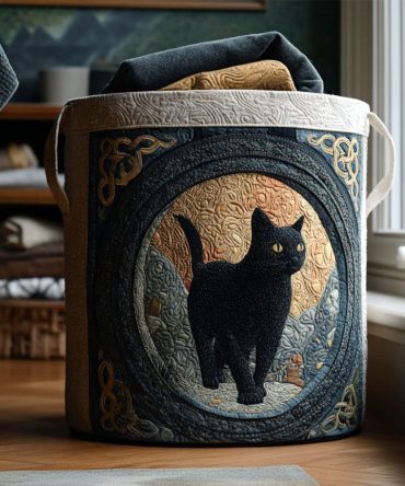 Twilight Keeper Quilted Laundry Basket - Elegant Evening-Tone Fabric Hamper For Bedroom & Closet , Collapsible Laundry Bin, Sturdy Handles, Stylish Storage