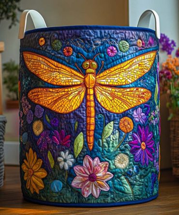 Twilight Petal Symphony Quilted Laundry Basket — Floral Elegance Foldable Storage Hamper, Large Quilted Laundry Organizer With Handles