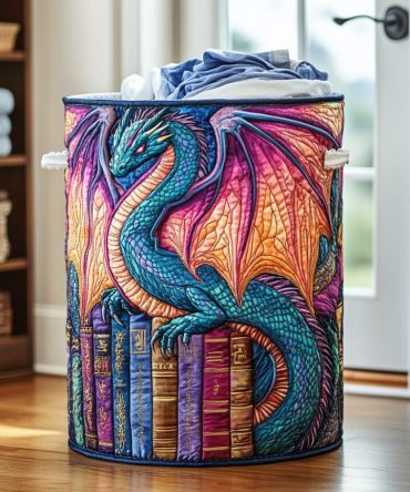 Twilight Scales Quilted Laundry Hamper — Stylish Mermaid & Scale Pattern Quilted Laundry Basket With Handles, Foldable & Durable For Home Use