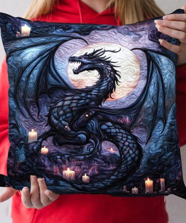 Twilight Serpent Quilted Decorative Cushion Cover: Dark Moody Boho Pillow Case With Intricate Snake Motif, Soft, Durable, Washable