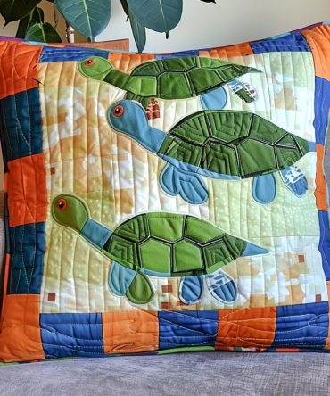Underwater Voyage Quilted Pillow Cover — Deep Sea Adventure Throw Pillowcase For Nautical & Coastal Interiors , Durable Cotton-Blend Fabric