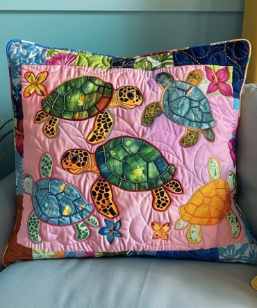 Underwater Quilted Pillow Cover - Colorful Ocean Life Print, Soft Cotton Blend, Hypoallergenic & Reversible Decorative Pillowcase