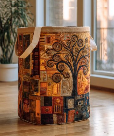 Unity Tree Quilted Fabric Hamper — Eco-Inspired Collapsible Laundry Organizer With Handles, Decorative Storage For Home & Bedroom