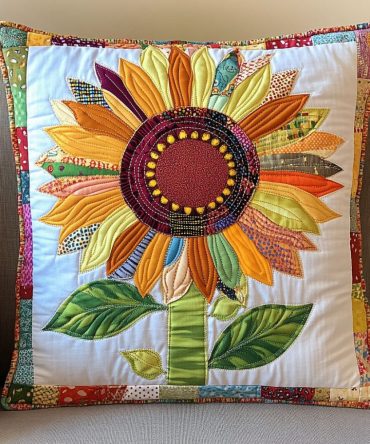 Uplifted Garden Quilted Decorative Pillow Cover — Lively Botanical Throw Pillowcase, Textured Cotton-Blend, Durable & Washable