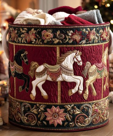 Velvet Reverie Quilted Cotton Laundry Hamper – Luxe Collapsible Fabric Basket With Plush Texture & Sturdy Handles For Chic Home Storage