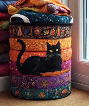 Velvet Shadows Quilted Laundry Hamper - Luxurious Dark Velvet-Look Fabric Basket, Large Foldable Durable Laundry Organizer For Stylish Homes