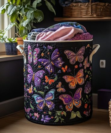 Velvet Sky Quilted Laundry Hamper — Luxe Velvet-Feel Fabric, Collapsible Spacious Basket With Handles For Bedroom & Bath