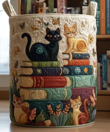 Velvet Whiskers Quilted Laundry Hamper — Luxe Quilted Laundry Basket With Handles, Large Collapsible Cat-Themed Organizer For Stylish Homes
