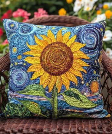 Bold Sunflower Quilted Pillowcase — Vibrant Floral Accent Pillow Cover, Fade-Resistant Print, Perfect For Brightening Any Room