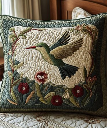 Vibrant Wings Quilted Pillowcase - Colorful Feather Motif, Durable Quilted Decorative Pillow Cover For Accent Styling