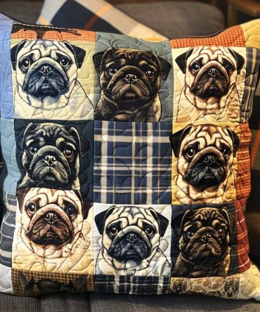 Vintage Pug Art Quilted Pillow Cover — Classic Dog Portrait Throw Pillow Case With Heritage-Inspired Pug Designs For Cozy Homes