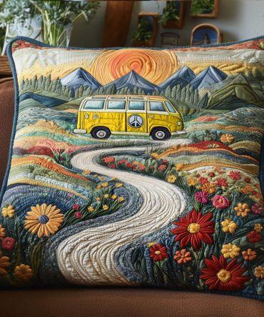Vintage Wanderlust Quilted Pillow Cover – Travel Map Decorative Throw Pillowcase For Boho & Eclectic Bedrooms, Cotton Blend, Reversible