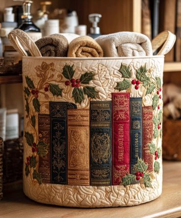 Vintage Book Quilted Hamper — Literary-Inspired Fabric Laundry Basket With Quilted Detail, Durable Handles & Easy Foldaway Storage