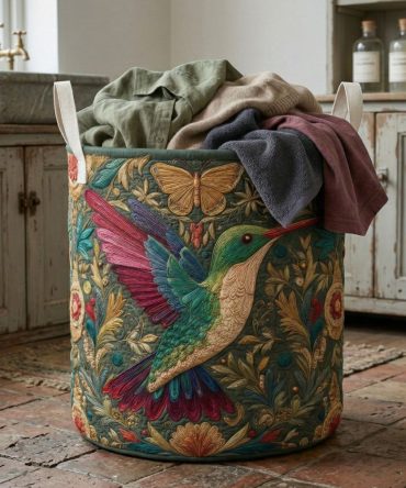 Vintage Forest Quilted Laundry Hamper — Timeless Forest-Inspired Quilted Fabric Storage Bin With Collapsible Design & Strong Carry Handles