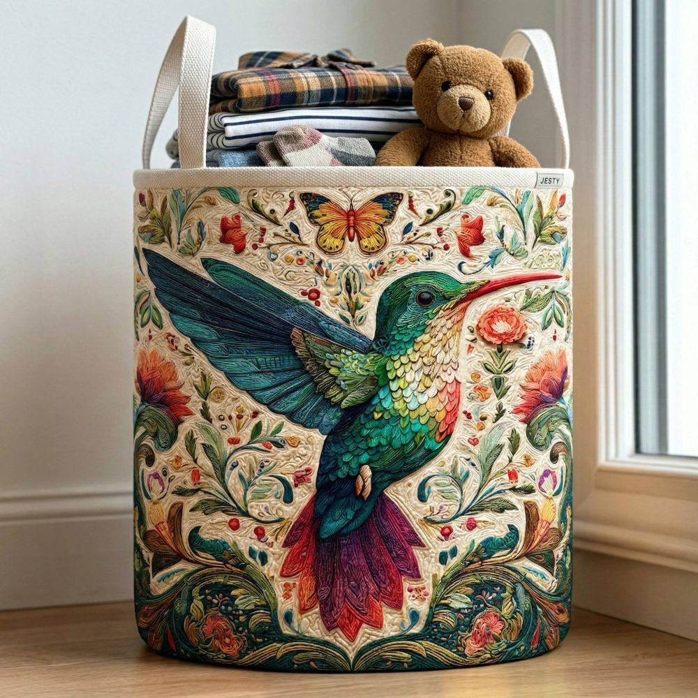 Vintage Garden Quilted Laundry Hamper - Charming Floral Laundry Basket With Foldable Design, Sturdy Handles & Easy-Care Liner