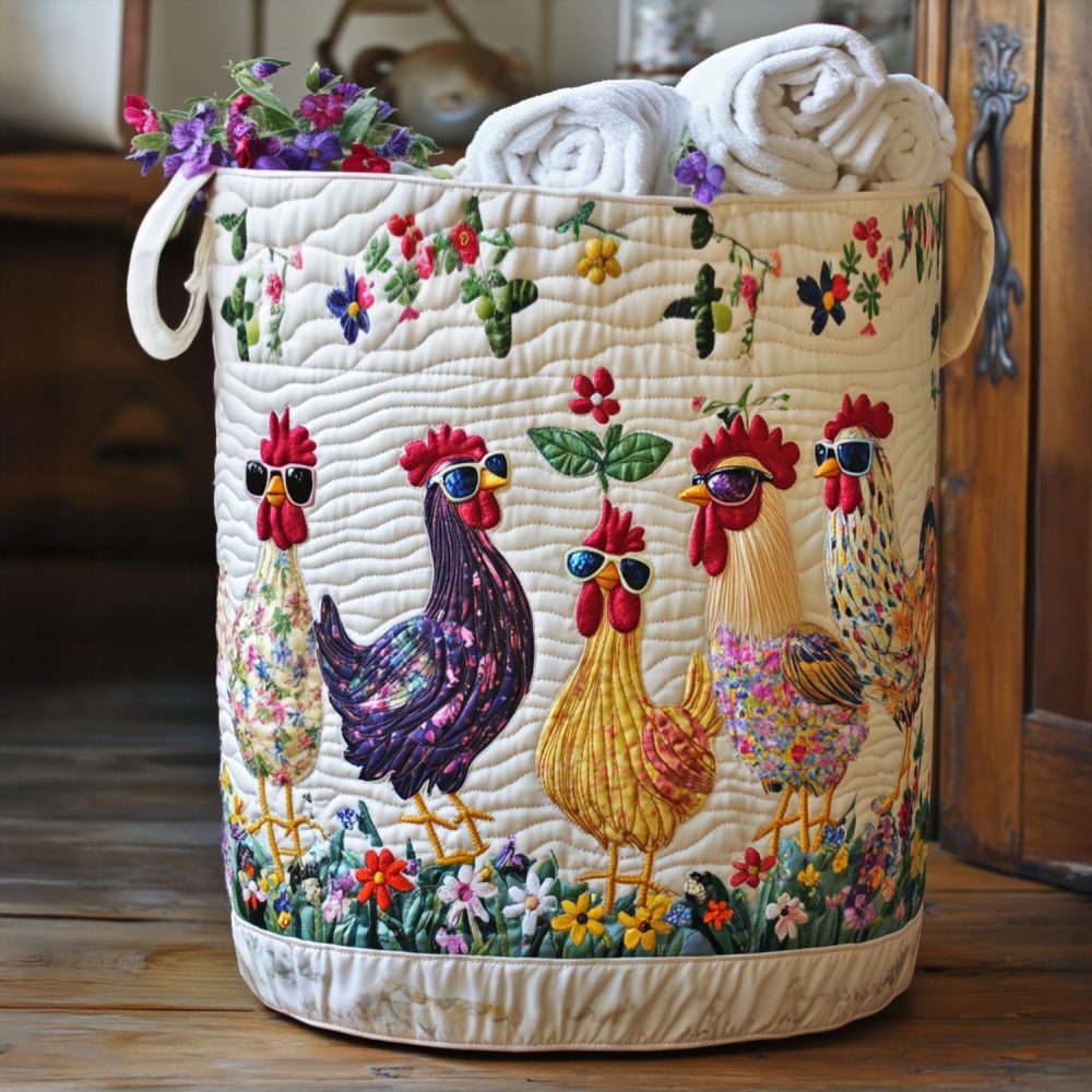 Vintage Hatchlings Quilted Fabric Hamper - Charming Collapsible Laundry Basket With Retro Nursery Appeal For Home