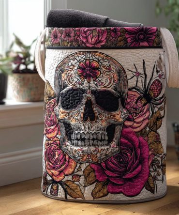 Viva El Recuerdo Quilted Laundry Hamper - Vibrant Floral Print Fabric Laundry Basket, Foldable Decorative Storage For Home