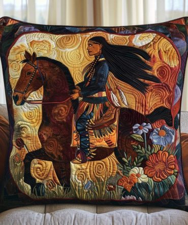 Colorful Vivid Horse Quilted Pillow Cover — Bold Equine Decorative Throw Pillow Case With Bright Artwork, Soft Quilted Fabric, Machine-Washable