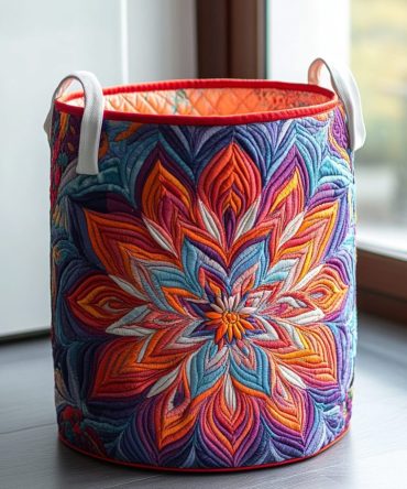 Vivid Petals Quilted Laundry Basket — Bright Floral Foldable Fabric Hamper For Bedroom, Bathroom & Decorative Home Organization