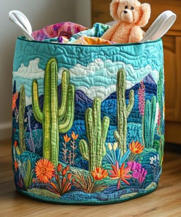 Boho Warm Desert Quilted Laundry Hamper - Large Foldable Cotton-Blend Basket With Handles & Zipper For Easy Storage