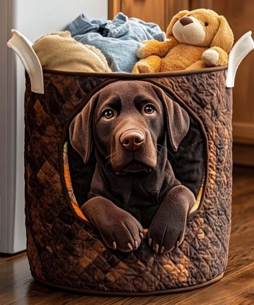 Warm Gaze Quilted Laundry Hamper - Cozy Portrait Print Fabric Basket, Collapsible Laundry Organizer For Bedrooms, Living Rooms & Guest Suites