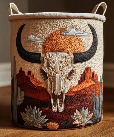 Western Desert Quilted Fabric Laundry Hamper — Spacious Foldable Clothes Basket With Handles, Southwest-Inspired Design For Home & Dorm
