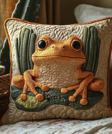 Western Frog Tales Quilted Pillow Cover — Storybook-Inspired Frog Accent Pillow For Cozy Cottage & Children'S Rooms