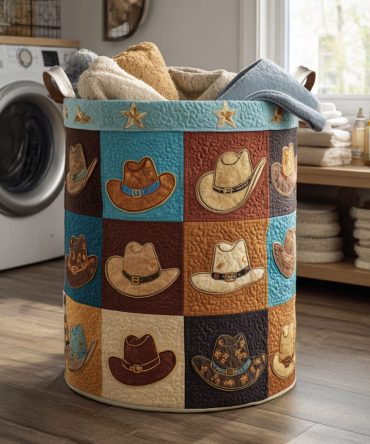 Western Spirit Quilted Laundry Hamper – Rustic Western Fabric Laundry Basket With Handles, Foldable Storage Bin For Home & Dorm