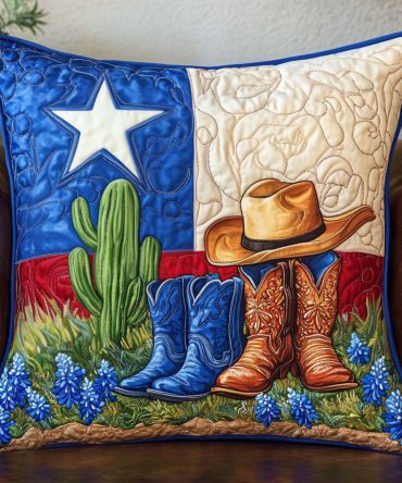 Welcome Western Quilted Pillow Cover - Cowboy-Inspired Throw Pillow Case For Front Porch, Entryway & Rustic Home Decor