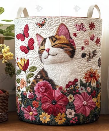 Serene Petals Quilted Laundry Hamper - Soft Floral Collapsible Basket For Bedroom, Bathroom & Gentle-Load Storage