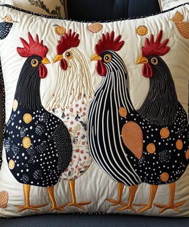 Whimsical Feathers Quilted Throw Pillow Cover – Playful Feather Pattern Decorative Cushion Case, Premium Zippered And Machine-Washable