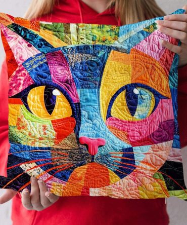 Whimsical Kitten Quilted Pillowcase - Cute Kitten Illustration, Soft Quilted Cover For Kids, Nurseries & Cat-Lover Gifts