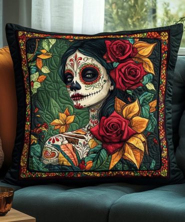 Whimsical Skull Quilted Throw Pillow Cover — Playful Gothic Accent For Eclectic Rooms, Soft Quilted Texture, Machine Washable, Premium Gift Option
