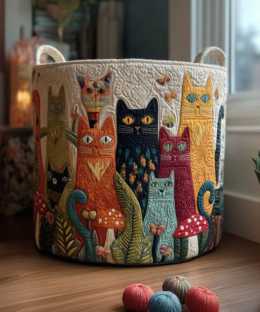 Whisker Woods Haven Quilted Cotton Laundry Hamper – Forest-Inspired Collapsible Fabric Basket With Handles, Charming Storage For Kids & Home