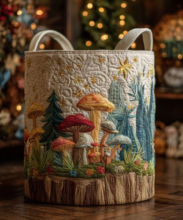 Whisper Woods Quilted Laundry Hamper — Woodland Print Fabric Basket With Handles, Collapsible & Easy-Care Lining For Cozy Storage
