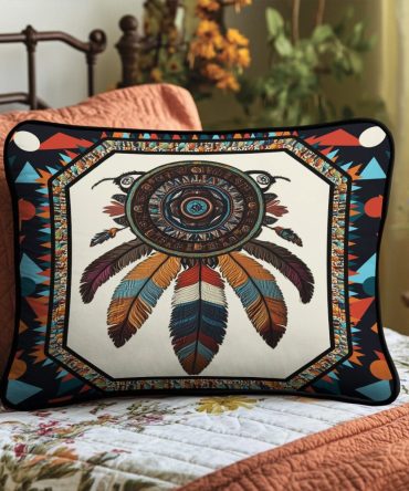 Whispering Feathers Quilted Pillowcase — Lightweight, Airy Decorative Cover With Feather Motif For Sofas, Beds & Cozy Corners