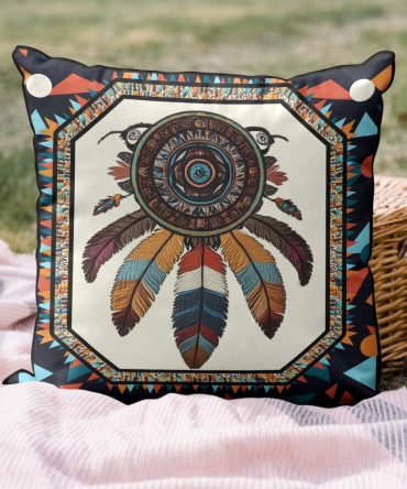 Whispering Feathers Quilted Pillow Cover - Elegant Feather Motif Throw Pillowcase For Bedroom & Boho Chic Living, Soft Quilted Accent Case