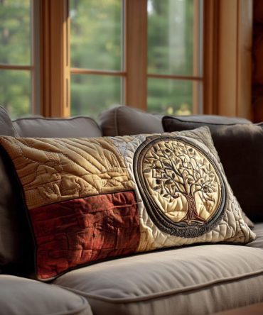 Whispering Trees Quilted Pillow Cover — Serene Woodland Decorative Pillowcase With Subtle Tree Motif, Soft Quilted Accent For Tranquil Rooms