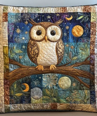 Whispering Woods Quilted Pillow Cover — Enchanted Forest Pattern Throw Pillow Sham, Earthy Textured Cotton Accent For Rustic & Boho Homes