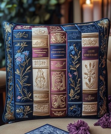 Whispering Pages Quilted Pillowcase – Soft Cotton Literary Throw Pillow Cover For Book Lovers, Reading Chair Accent, Machine Washable