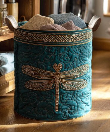 Whispering Wings Quilted Laundry Hamper – Soft Feather Pattern, Foldable Large Washable Hamper With Carry Handles For Easy Transport